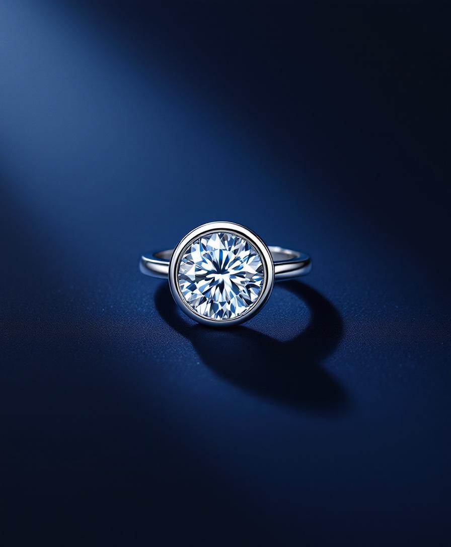 Bezel-set engagement ring with center stone wrapped in metal