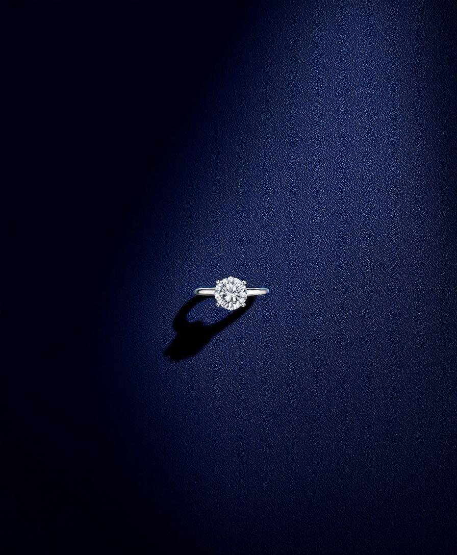 Solitaire engagement ring with a single brilliant-cut stone